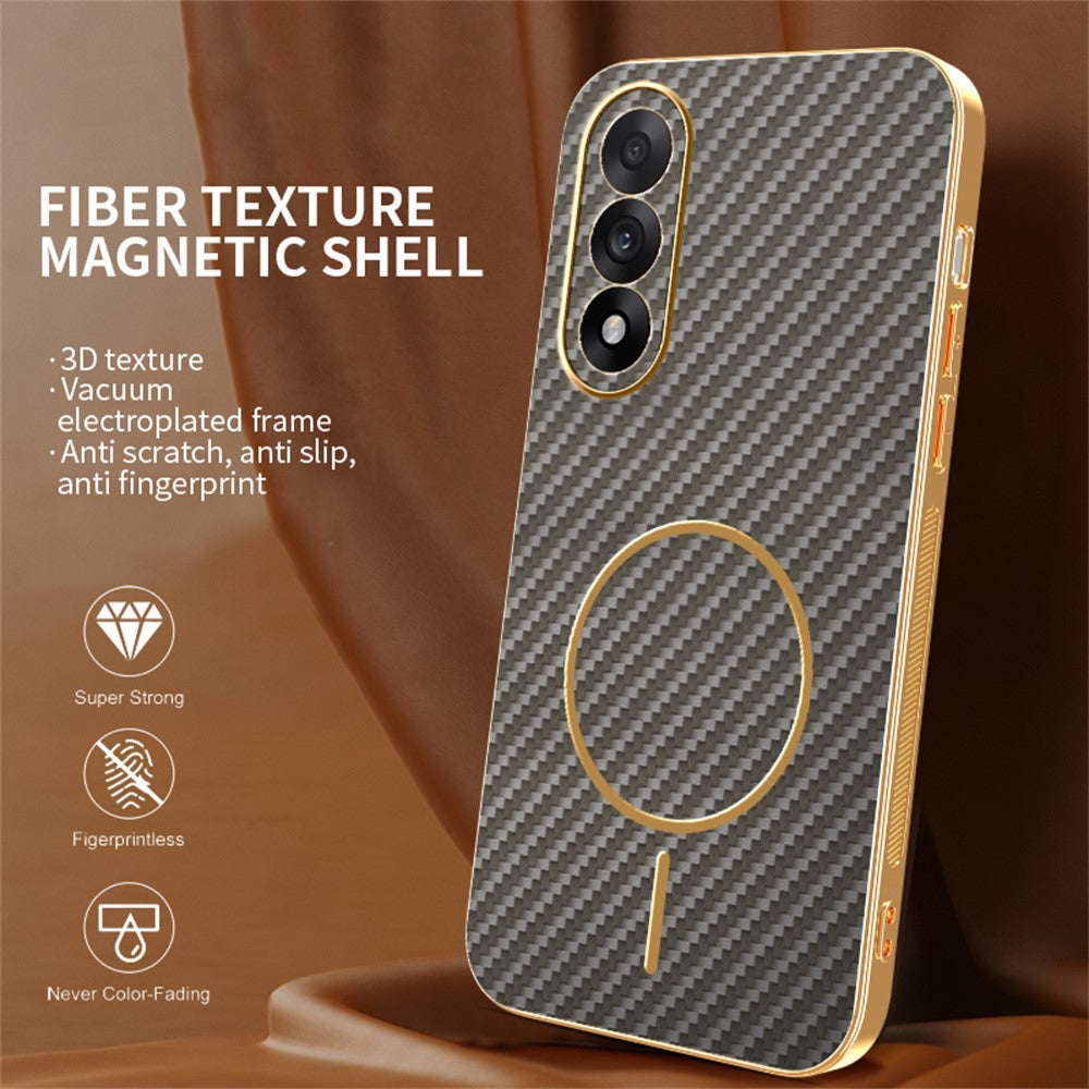 For-OnePlus-Ace-5-Ultra-5G-/-Nord-5-5G-Phone-Case-Carbon-Fiber-Textured-Electroplated-TPU-Back-Cover-Coffee