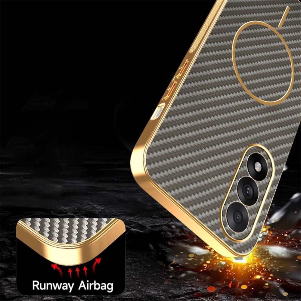 For-OnePlus-Ace-5-Ultra-5G-/-Nord-5-5G-Phone-Case-Carbon-Fiber-Textured-Electroplated-TPU-Back-Cover-Coffee