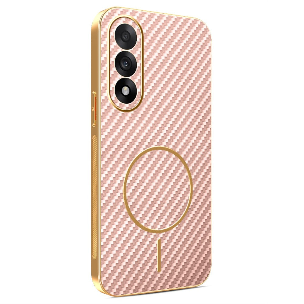 For-OnePlus-Ace-5-Ultra-5G-/-Nord-5-5G-Phone-Case-Carbon-Fiber-Textured-Electroplated-TPU-Back-Cover-Pink