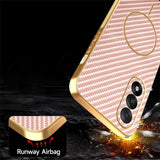 For-OnePlus-Ace-5-Ultra-5G-/-Nord-5-5G-Phone-Case-Carbon-Fiber-Textured-Electroplated-TPU-Back-Cover-Pink