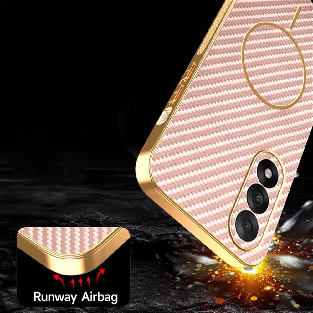 For-OnePlus-Ace-5-Ultra-5G-/-Nord-5-5G-Phone-Case-Carbon-Fiber-Textured-Electroplated-TPU-Back-Cover-Pink