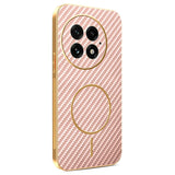 For-OnePlus-13-Phone-Case-Carbon-Fiber-Textured-Electroplated-TPU-Back-Cover-Pink