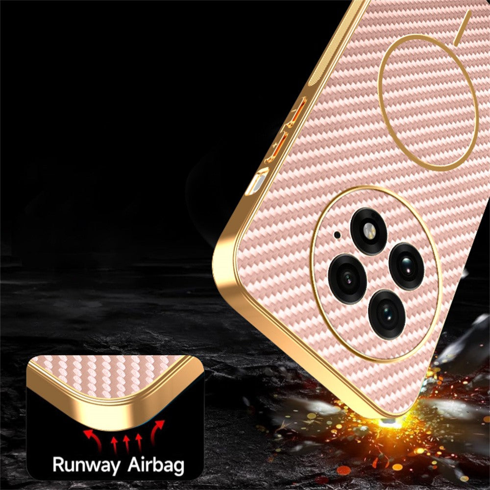 For-OnePlus-13-Phone-Case-Carbon-Fiber-Textured-Electroplated-TPU-Back-Cover-Pink