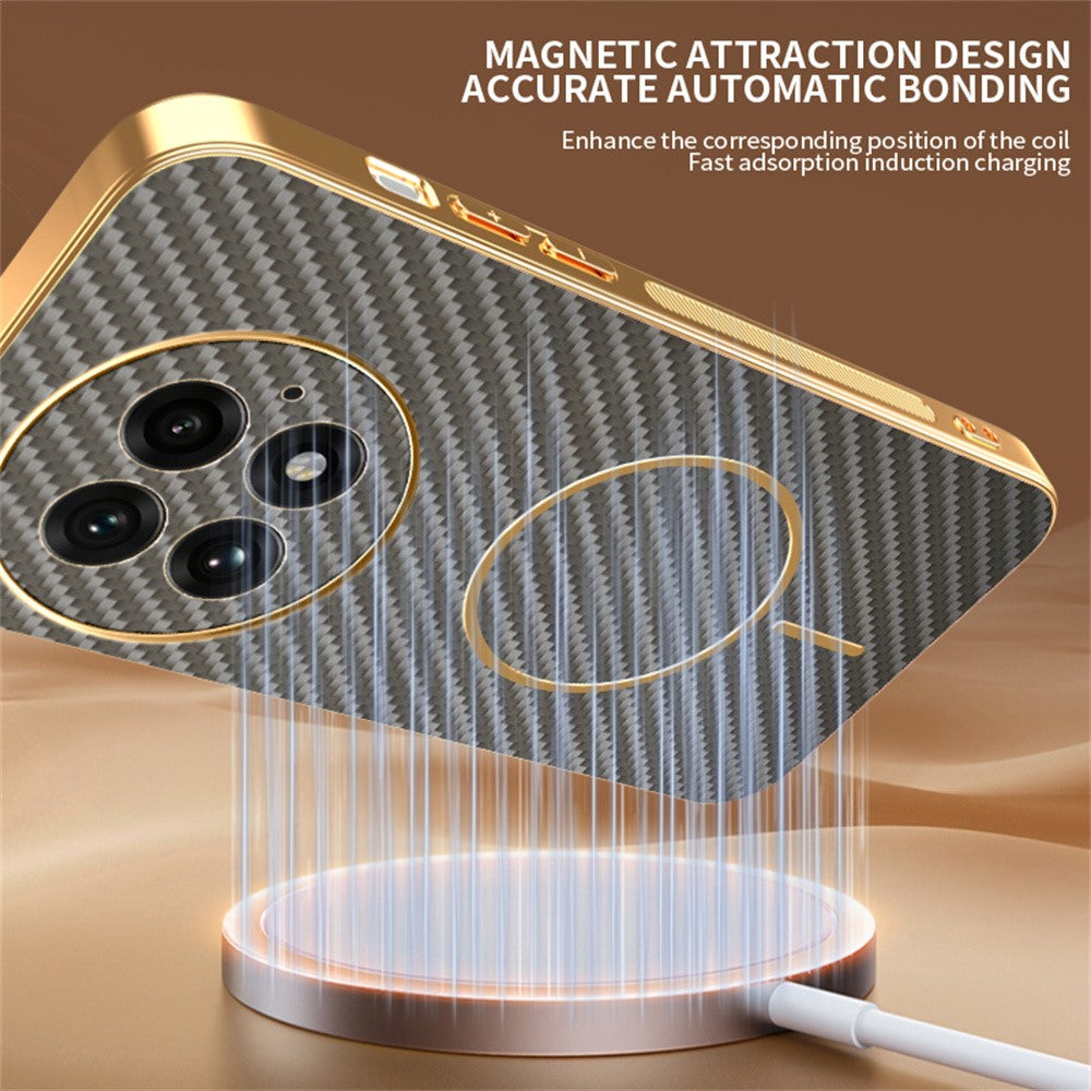 For-OnePlus-13-Phone-Case-Carbon-Fiber-Textured-Electroplated-TPU-Back-Cover-Coffee