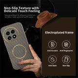 For-OnePlus-13-Phone-Case-Carbon-Fiber-Textured-Electroplated-TPU-Back-Cover-Coffee