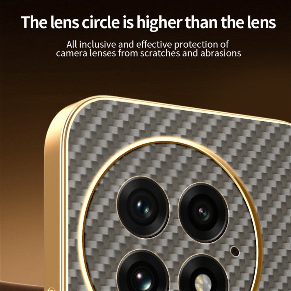 For-OnePlus-13-Phone-Case-Carbon-Fiber-Textured-Electroplated-TPU-Back-Cover-Coffee