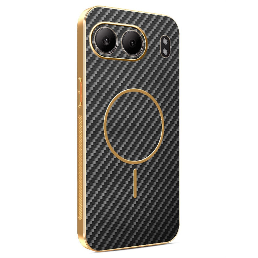 For-OnePlus-Nord-4-Phone-Case-Carbon-Fiber-Textured-Electroplated-TPU-Back-Cover-Black