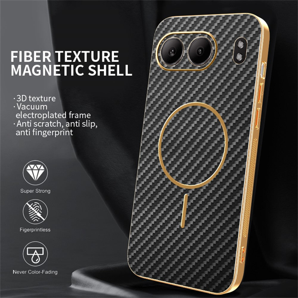 For-OnePlus-Nord-4-Phone-Case-Carbon-Fiber-Textured-Electroplated-TPU-Back-Cover-Black