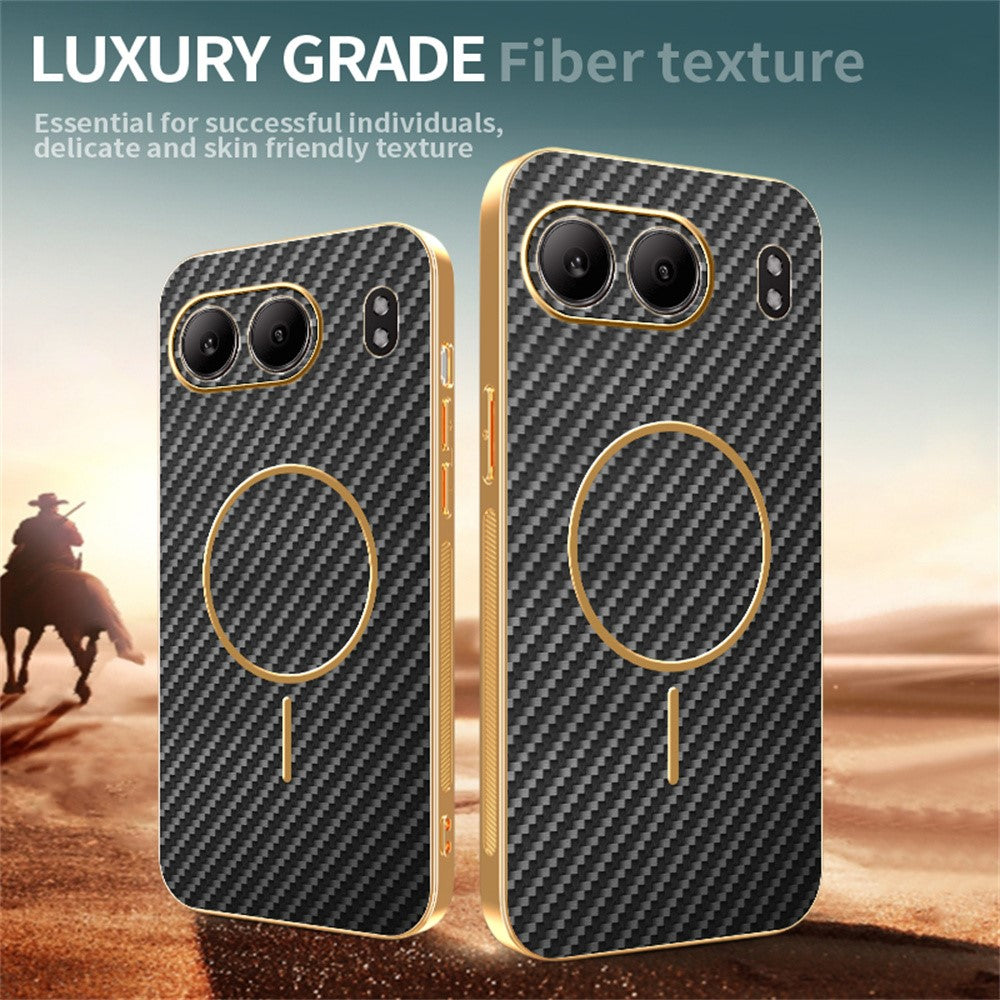 For-OnePlus-Nord-4-Phone-Case-Carbon-Fiber-Textured-Electroplated-TPU-Back-Cover-Black