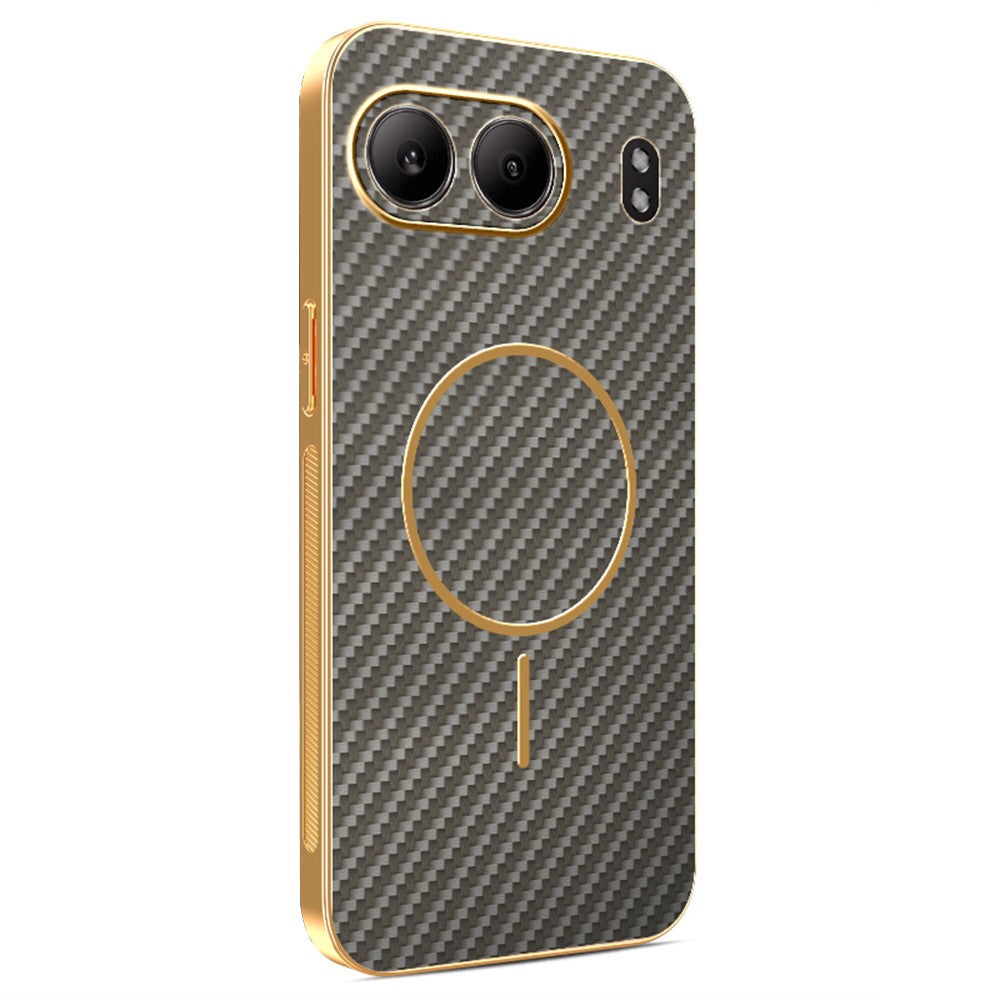 For-OnePlus-Nord-4-Phone-Case-Carbon-Fiber-Textured-Electroplated-TPU-Back-Cover-Coffee