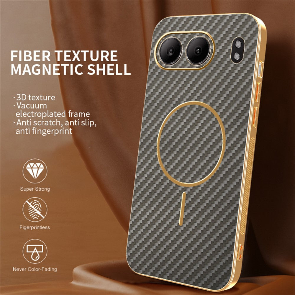 For-OnePlus-Nord-4-Phone-Case-Carbon-Fiber-Textured-Electroplated-TPU-Back-Cover-Coffee
