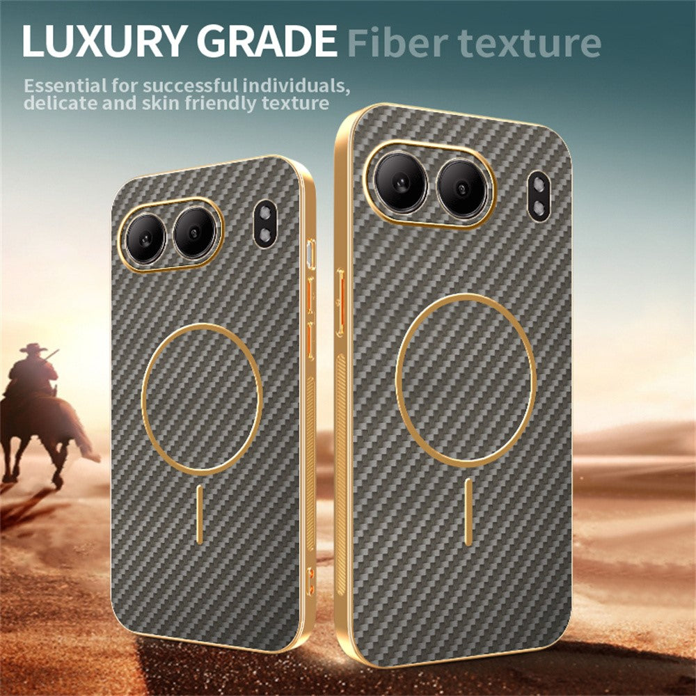 For-OnePlus-Nord-4-Phone-Case-Carbon-Fiber-Textured-Electroplated-TPU-Back-Cover-Coffee