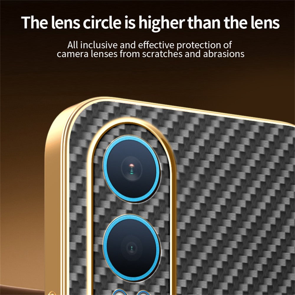 For-OnePlus-Nord-CE4-Lite-5G-Phone-Case-Carbon-Fiber-Textured-Electroplated-TPU-Back-Cover-Black