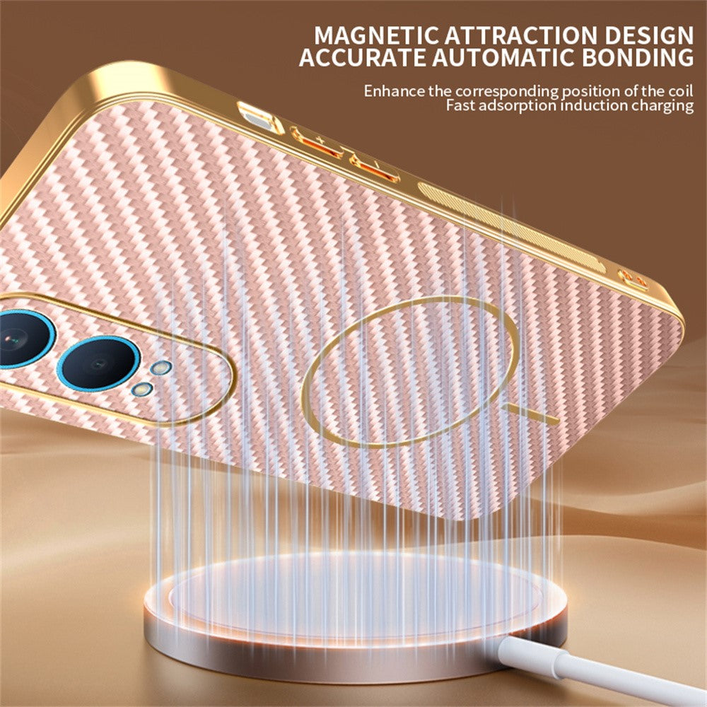 For-OnePlus-Nord-CE4-Lite-5G-Phone-Case-Carbon-Fiber-Textured-Electroplated-TPU-Back-Cover-Pink