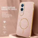 For-OnePlus-Nord-CE4-Lite-5G-Phone-Case-Carbon-Fiber-Textured-Electroplated-TPU-Back-Cover-Pink