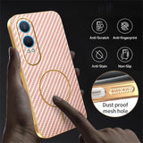 For-OnePlus-Nord-CE4-Lite-5G-Phone-Case-Carbon-Fiber-Textured-Electroplated-TPU-Back-Cover-Pink