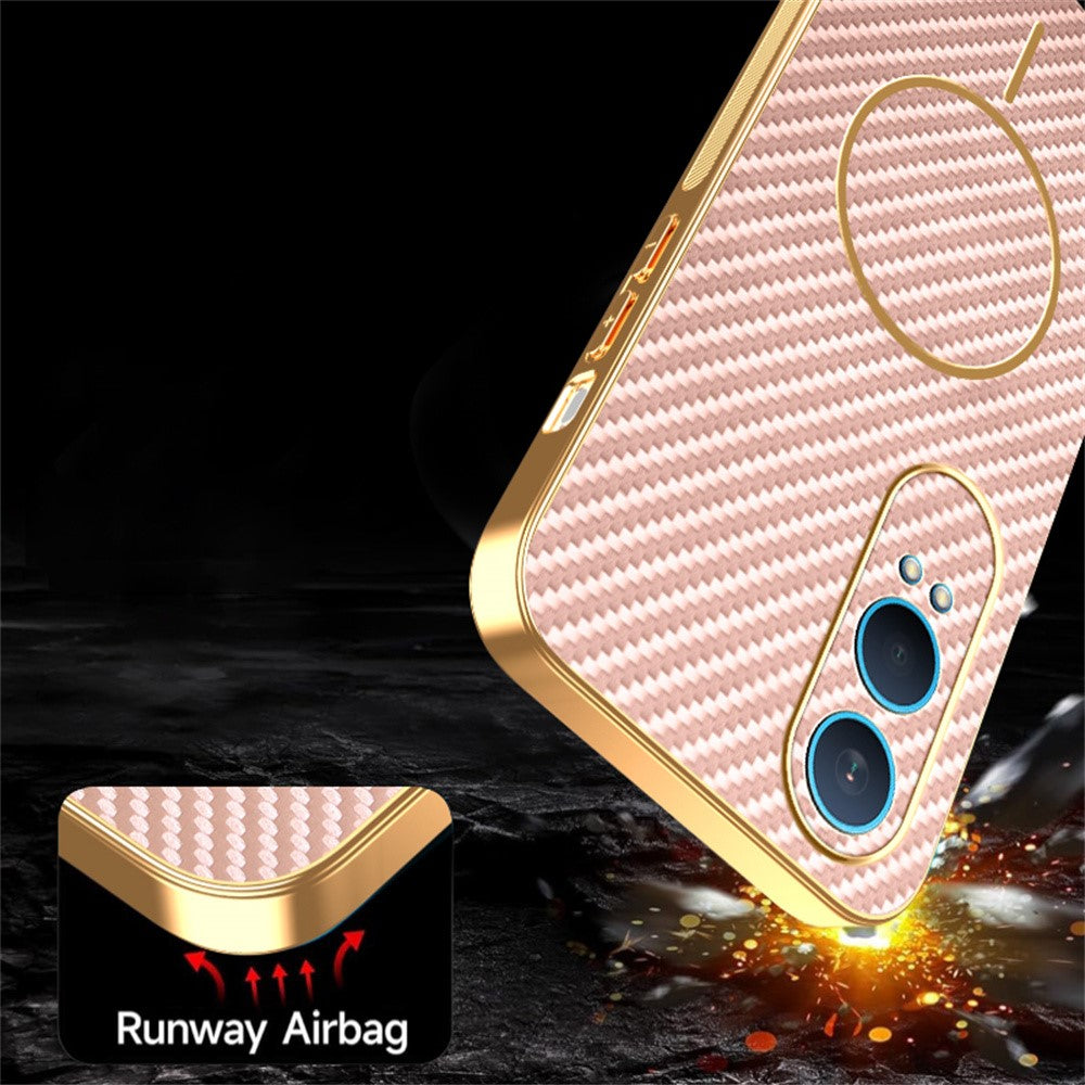 For-OnePlus-Nord-CE4-Lite-5G-Phone-Case-Carbon-Fiber-Textured-Electroplated-TPU-Back-Cover-Pink