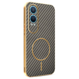 For-OnePlus-Nord-CE4-Lite-5G-Phone-Case-Carbon-Fiber-Textured-Electroplated-TPU-Back-Cover-Coffee