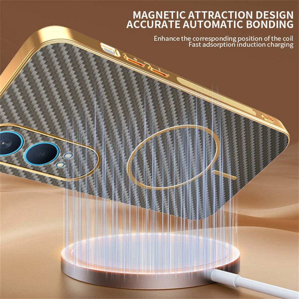 For-OnePlus-Nord-CE4-Lite-5G-Phone-Case-Carbon-Fiber-Textured-Electroplated-TPU-Back-Cover-Coffee