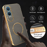 For-OnePlus-Nord-CE4-Lite-5G-Phone-Case-Carbon-Fiber-Textured-Electroplated-TPU-Back-Cover-Coffee