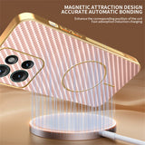 For-Motorola-Edge-50-5G-Phone-Case-Carbon-Fiber-Textured-Electroplated-TPU-Back-Cover-Pink