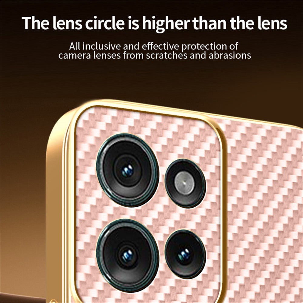 For-Motorola-Edge-50-5G-Phone-Case-Carbon-Fiber-Textured-Electroplated-TPU-Back-Cover-Pink