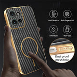 For-Motorola-Edge-50-5G-Phone-Case-Carbon-Fiber-Textured-Electroplated-TPU-Back-Cover-Black