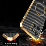 For-Motorola-Edge-50-5G-Phone-Case-Carbon-Fiber-Textured-Electroplated-TPU-Back-Cover-Black