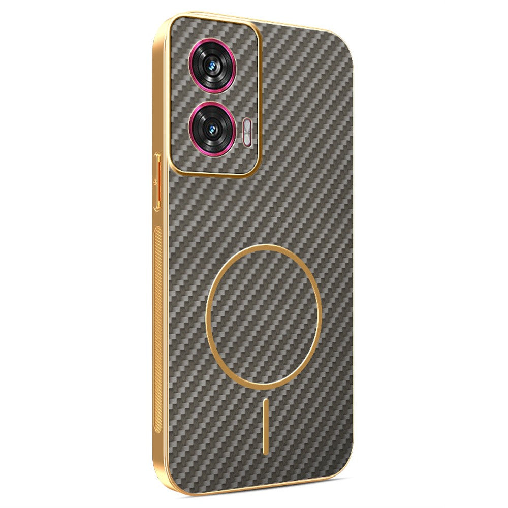 For-Motorola-Edge-50-Fusion-5G-Phone-Case-Carbon-Fiber-Textured-Electroplated-TPU-Back-Cover-Coffee