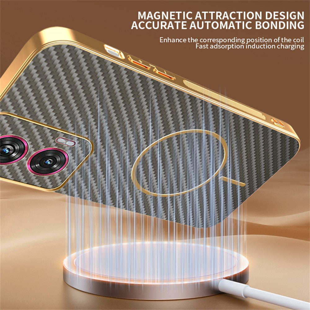 For-Motorola-Edge-50-Fusion-5G-Phone-Case-Carbon-Fiber-Textured-Electroplated-TPU-Back-Cover-Coffee