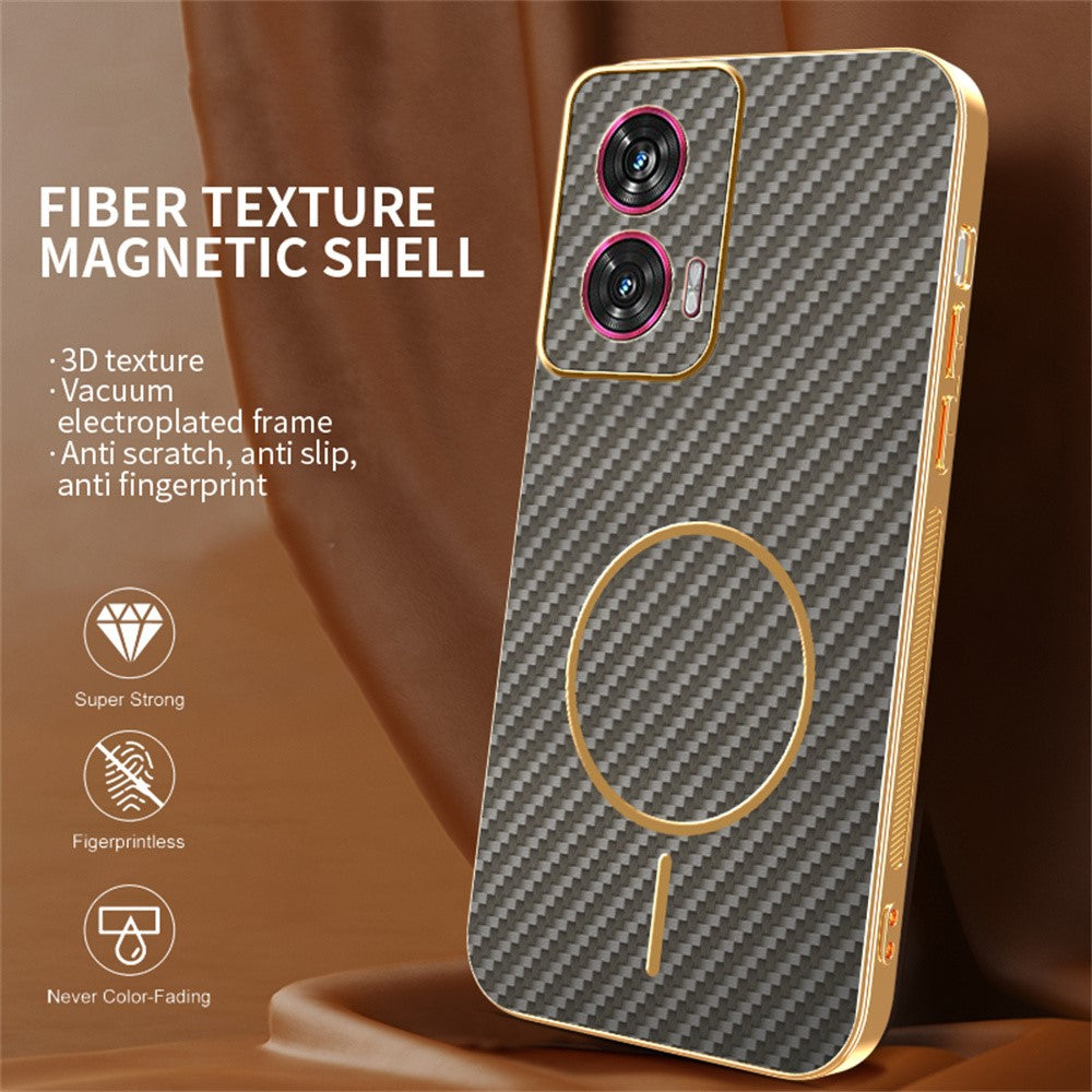 For-Motorola-Edge-50-Fusion-5G-Phone-Case-Carbon-Fiber-Textured-Electroplated-TPU-Back-Cover-Coffee