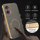 For-Motorola-Edge-50-Fusion-5G-Phone-Case-Carbon-Fiber-Textured-Electroplated-TPU-Back-Cover-Coffee