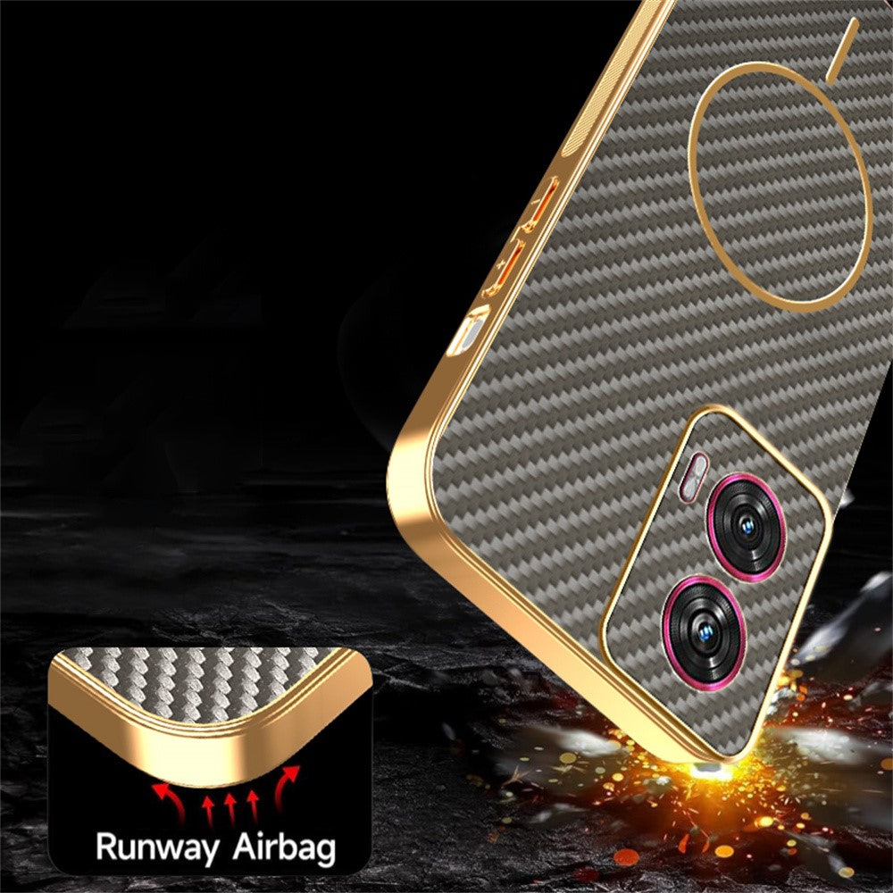 For-Motorola-Edge-50-Fusion-5G-Phone-Case-Carbon-Fiber-Textured-Electroplated-TPU-Back-Cover-Coffee