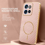 For-Motorola-Edge-50-Neo-5G-Phone-Case-Carbon-Fiber-Textured-Electroplated-TPU-Back-Cover-Pink