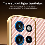 For-Motorola-Edge-50-Neo-5G-Phone-Case-Carbon-Fiber-Textured-Electroplated-TPU-Back-Cover-Pink