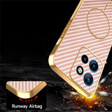 For-Motorola-Edge-50-Neo-5G-Phone-Case-Carbon-Fiber-Textured-Electroplated-TPU-Back-Cover-Pink