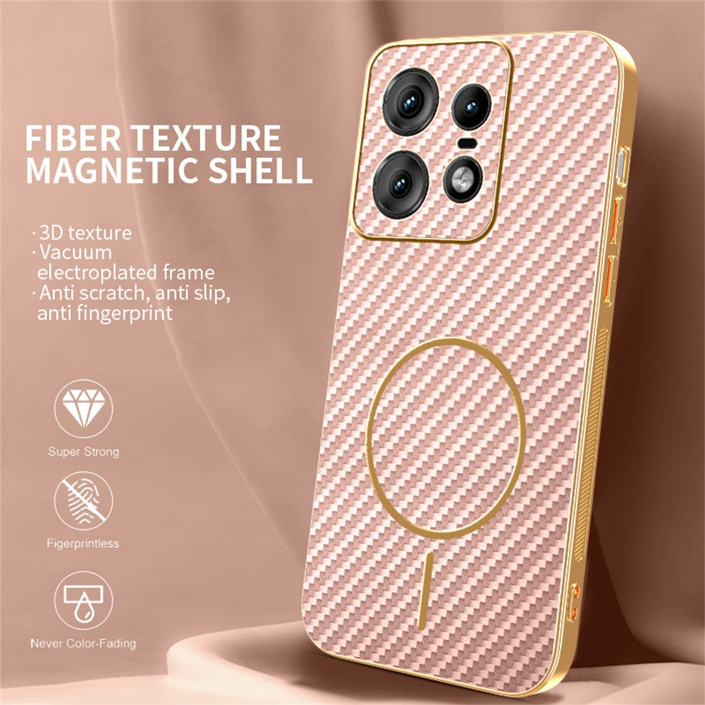 For-Motorola-Edge-50-Pro-5G-Phone-Case-Carbon-Fiber-Textured-Electroplated-TPU-Back-Cover-Pink