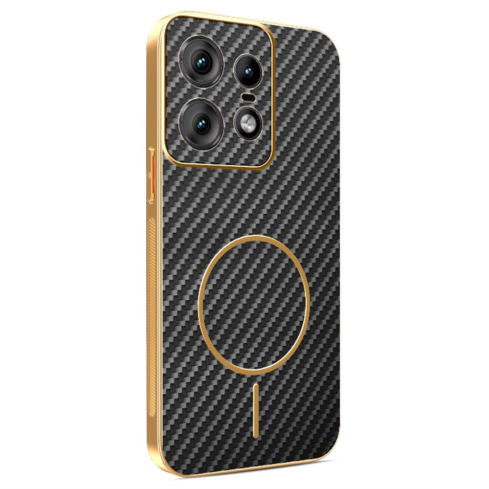 For-Motorola-Edge-50-Pro-5G-Phone-Case-Carbon-Fiber-Textured-Electroplated-TPU-Back-Cover-Black