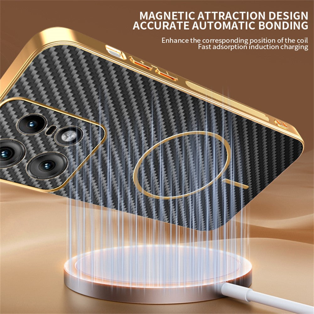 For-Motorola-Edge-50-Pro-5G-Phone-Case-Carbon-Fiber-Textured-Electroplated-TPU-Back-Cover-Black
