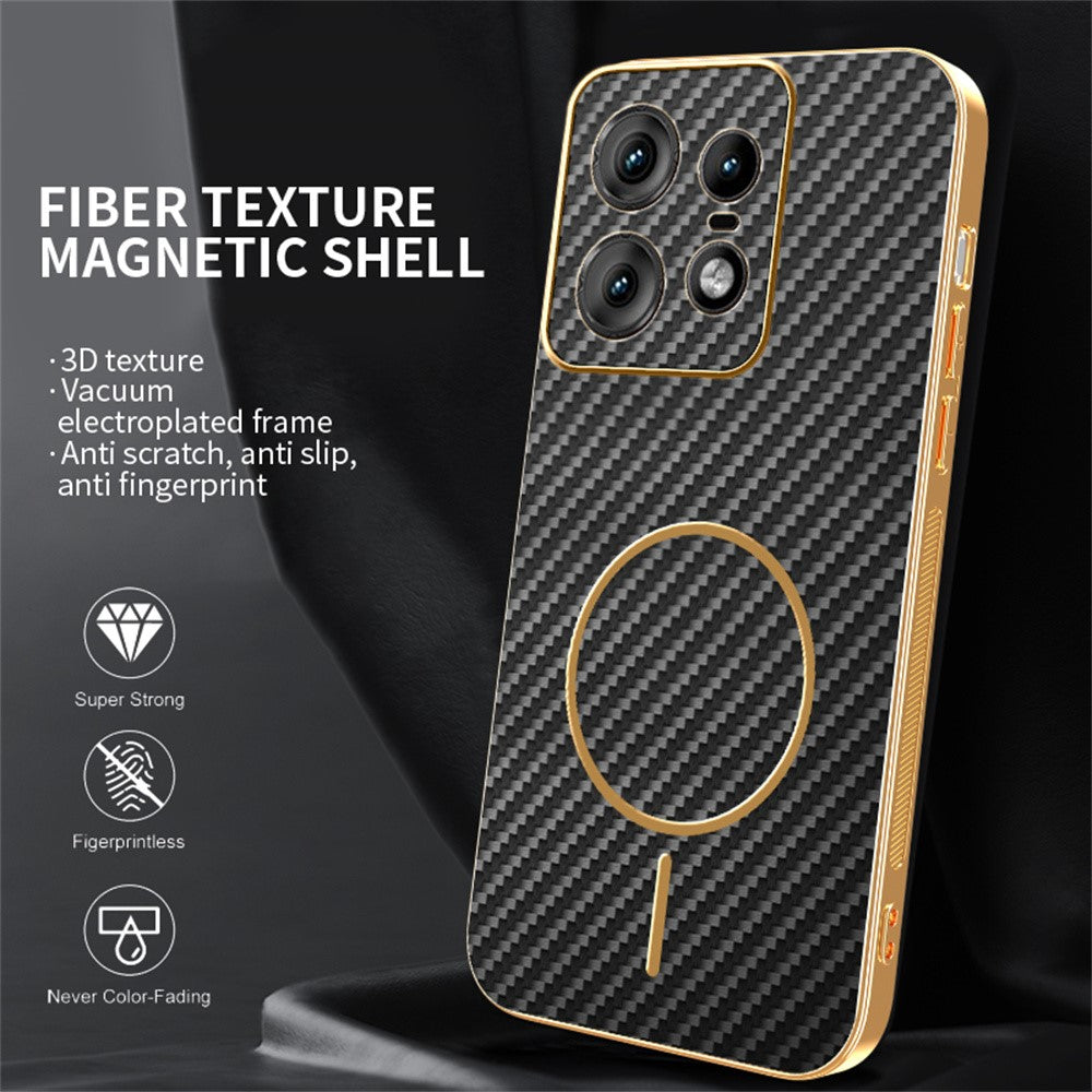 For-Motorola-Edge-50-Pro-5G-Phone-Case-Carbon-Fiber-Textured-Electroplated-TPU-Back-Cover-Black