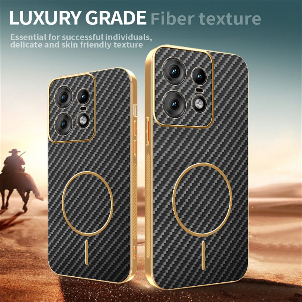 For-Motorola-Edge-50-Pro-5G-Phone-Case-Carbon-Fiber-Textured-Electroplated-TPU-Back-Cover-Black