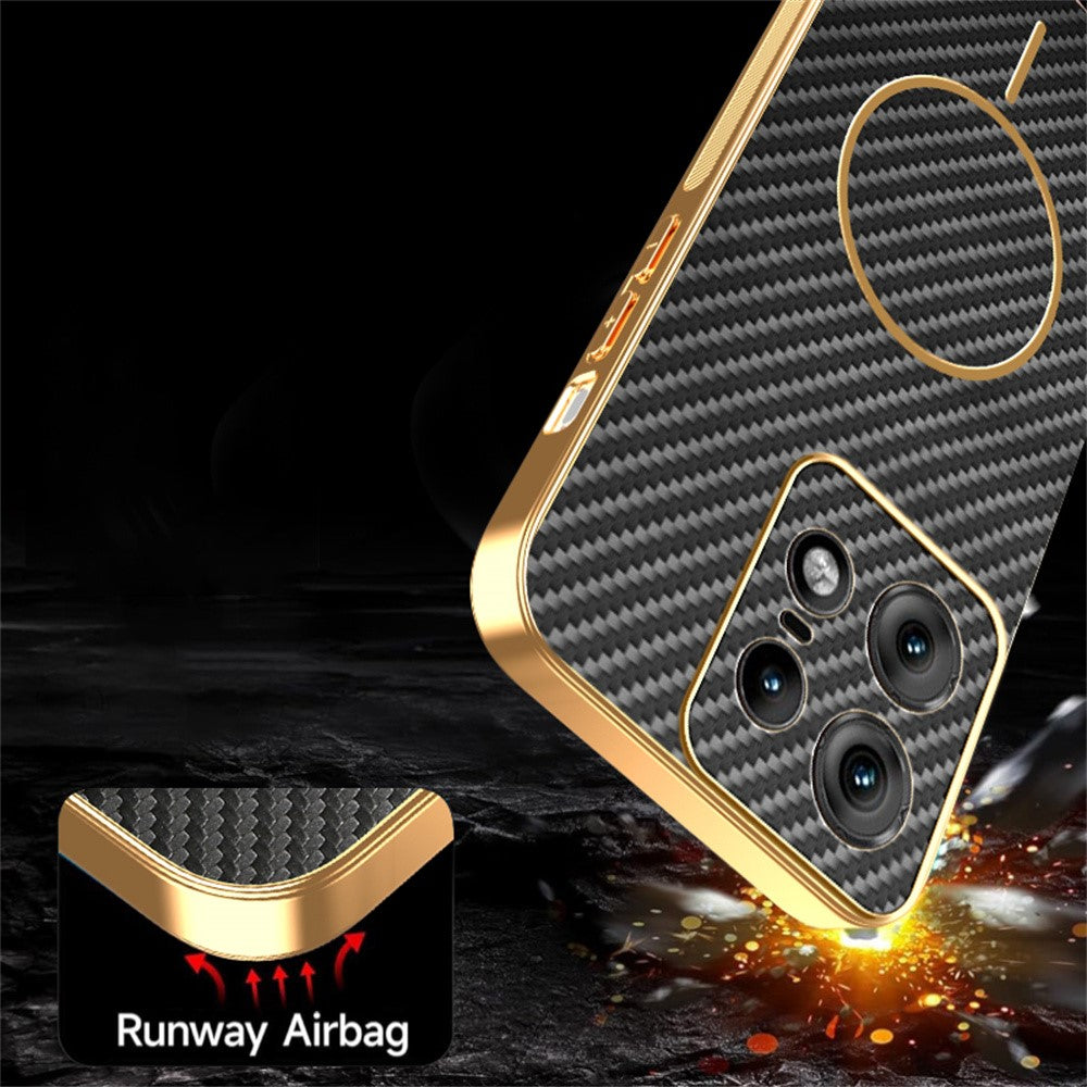 For-Motorola-Edge-50-Pro-5G-Phone-Case-Carbon-Fiber-Textured-Electroplated-TPU-Back-Cover-Black