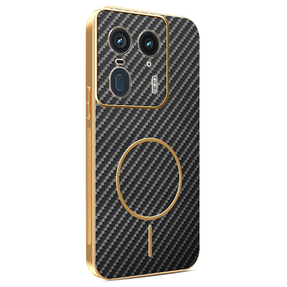 For-Motorola-Edge-50-Ultra-5G-Phone-Case-Carbon-Fiber-Textured-Electroplated-TPU-Back-Cover-Black
