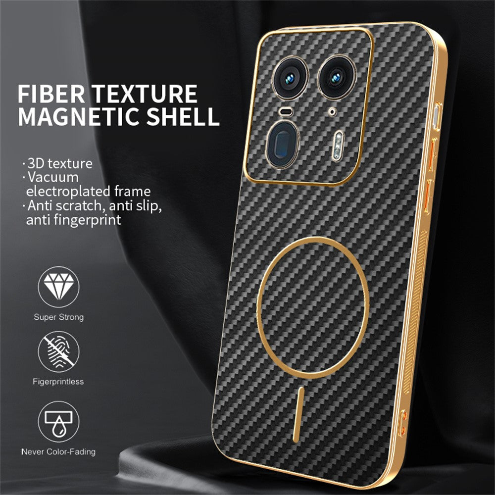 For-Motorola-Edge-50-Ultra-5G-Phone-Case-Carbon-Fiber-Textured-Electroplated-TPU-Back-Cover-Black