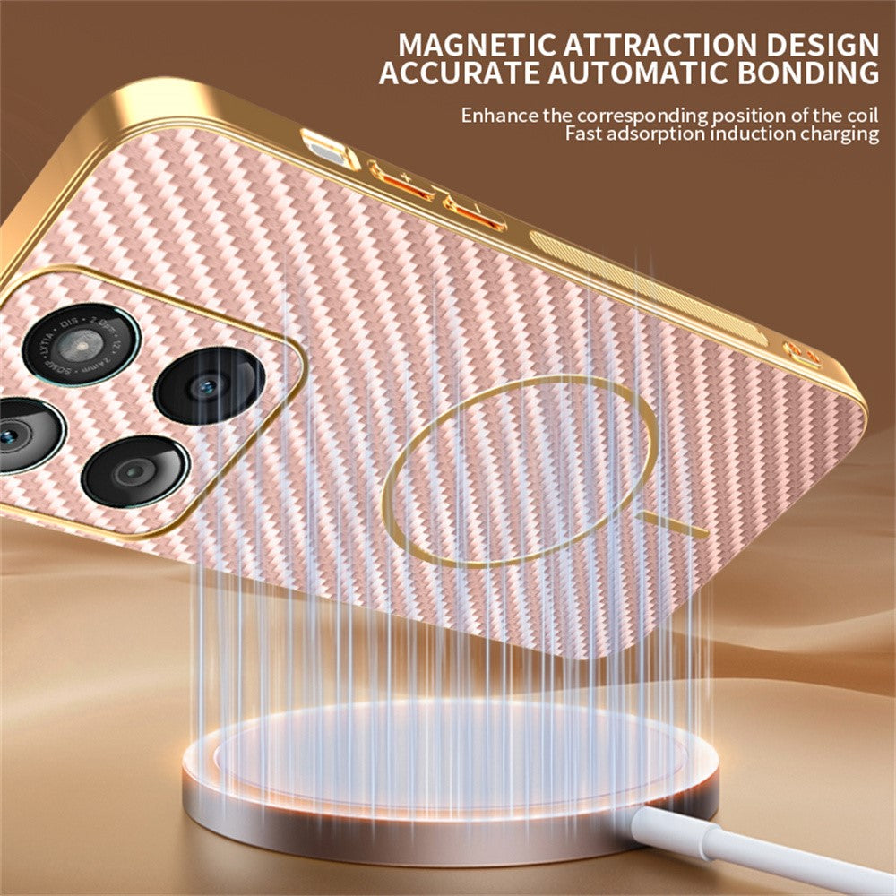 For-Motorola-Edge-60-Fusion-5G-/-Edge-60-5G-/-Edge-60s-5G-Phone-Case-Carbon-Fiber-Textured-Electroplated-TPU-Back-Cover-Pink