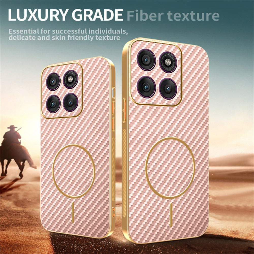 For-Motorola-Edge-60-Pro-5G-Phone-Case-Carbon-Fiber-Textured-Electroplated-TPU-Back-Cover-Pink