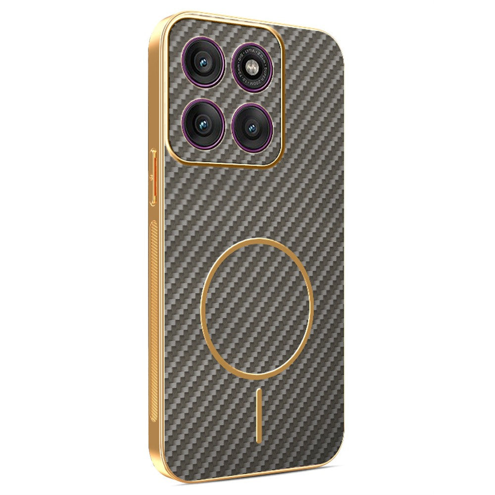 For-Motorola-Edge-60-Pro-5G-Phone-Case-Carbon-Fiber-Textured-Electroplated-TPU-Back-Cover-Coffee