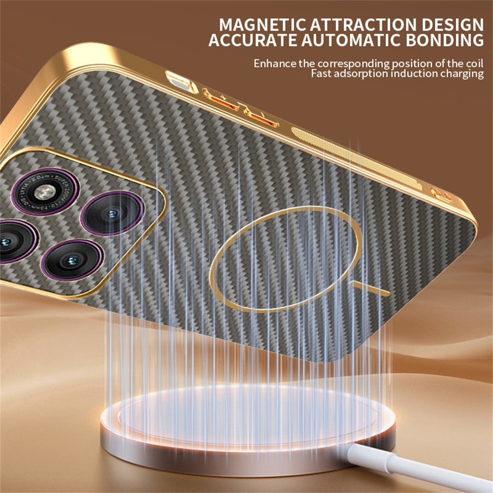 For-Motorola-Edge-60-Pro-5G-Phone-Case-Carbon-Fiber-Textured-Electroplated-TPU-Back-Cover-Coffee