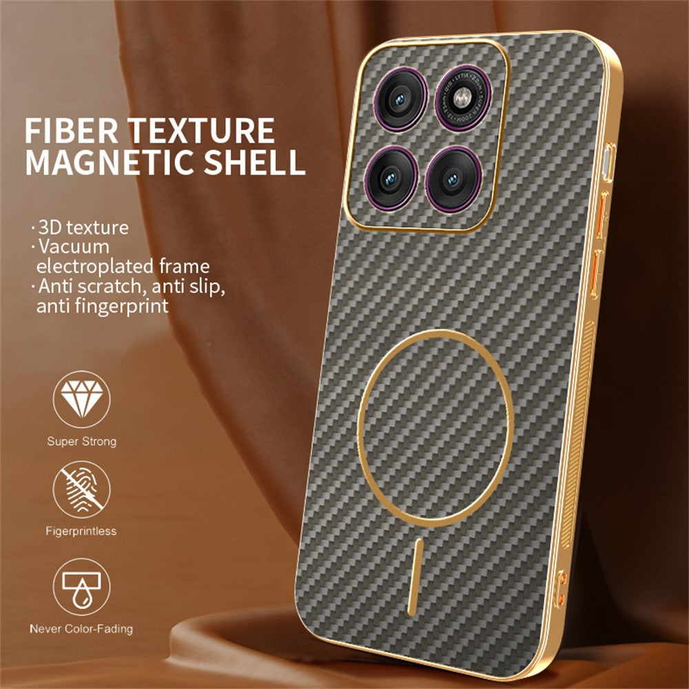 For-Motorola-Edge-60-Pro-5G-Phone-Case-Carbon-Fiber-Textured-Electroplated-TPU-Back-Cover-Coffee