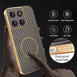 For-Motorola-Edge-60-Pro-5G-Phone-Case-Carbon-Fiber-Textured-Electroplated-TPU-Back-Cover-Coffee